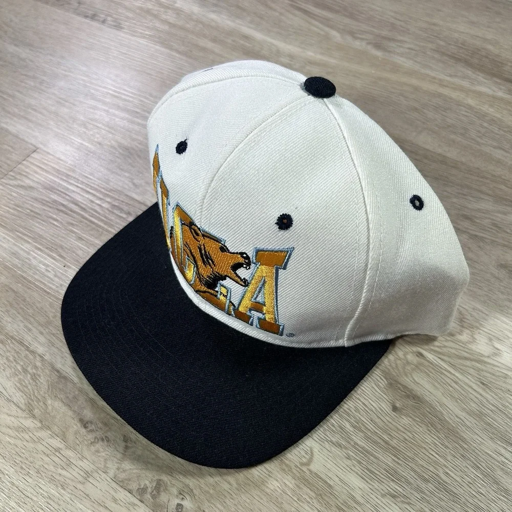 VTG UCLA Bruins Snapback Hat College Headmaster White Blue Wool Cap